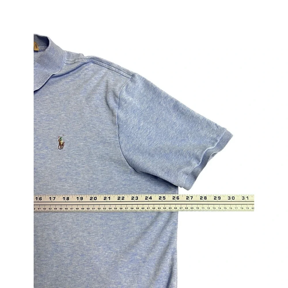 Ralph Lauren Soft Cotton Polo Shirt Isle Heather Blue XXL‎ Classic Fit Preppy